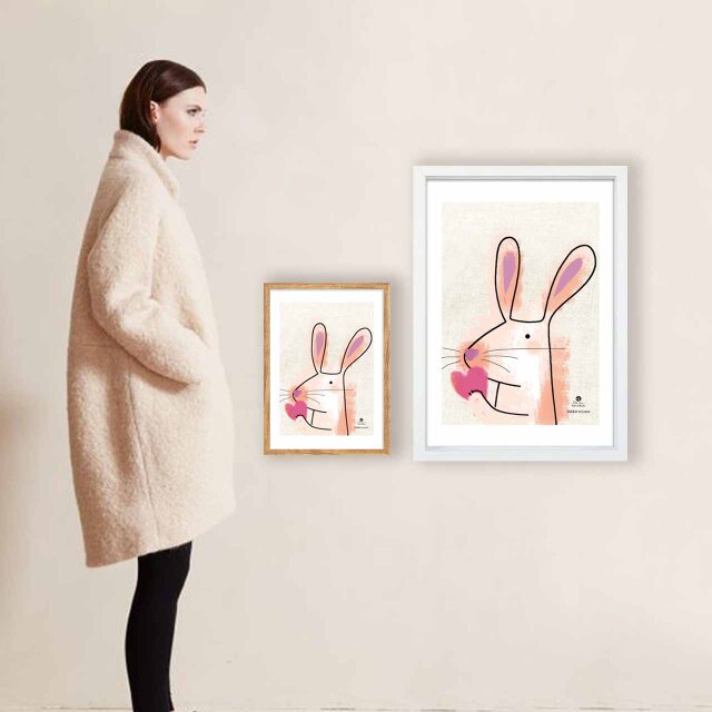 恋したうさぎ 送料無料 イラスト A4〜A0 ポスター アートポスター