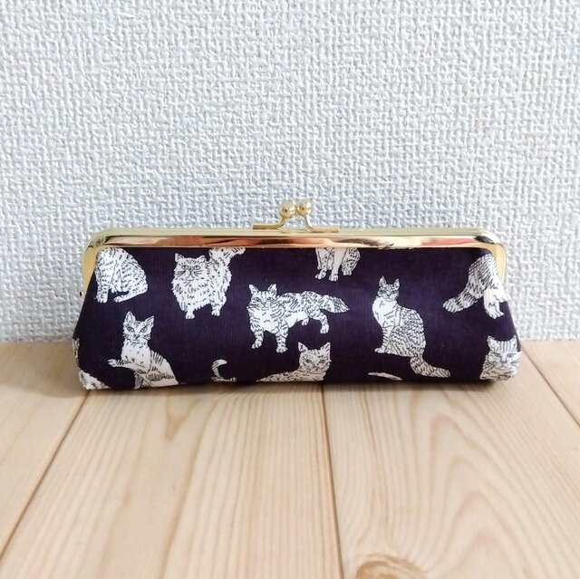 リバティ がま口ペンケース 口金16.5cm 猫 ミャオウ 514 | iichi 日々