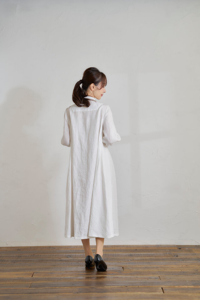 ヨークオリジナルトーションレースリネンワンピース ホワイト Atelier