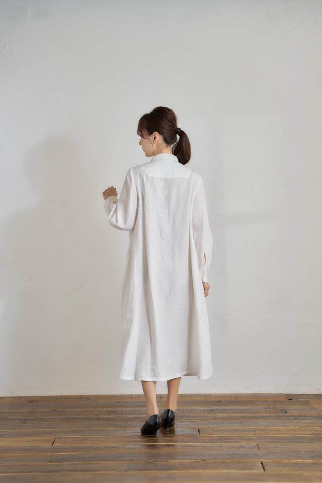 ヨークオリジナルトーションレースリネンワンピース ホワイト Atelier