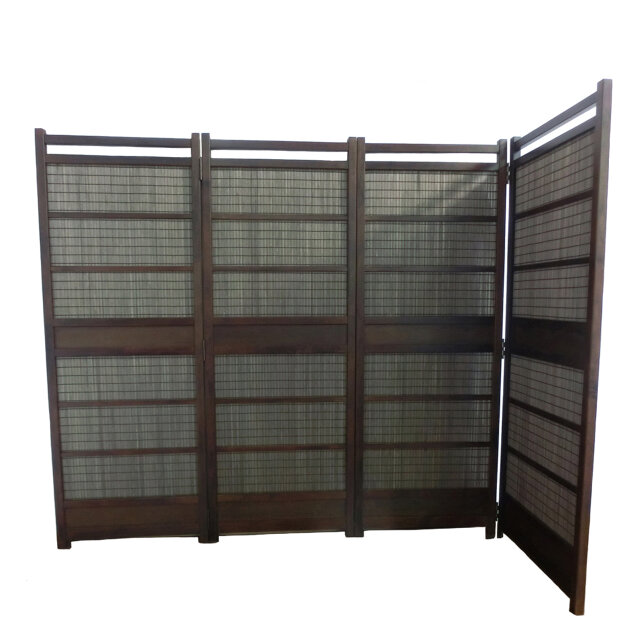 簾屏風 訳あり 4連 ダークブラウン木簾 衝立 パーテーション 簾屏風 訳あり 4連 ダークブラウン木簾 衝立 パーテーション | iichi
