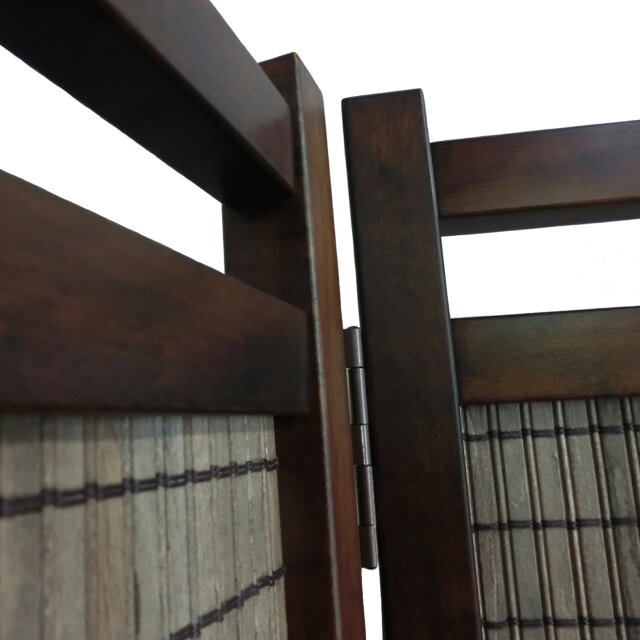 簾屏風 訳あり 4連 ダークブラウン木簾 衝立 パーテーション | iichi