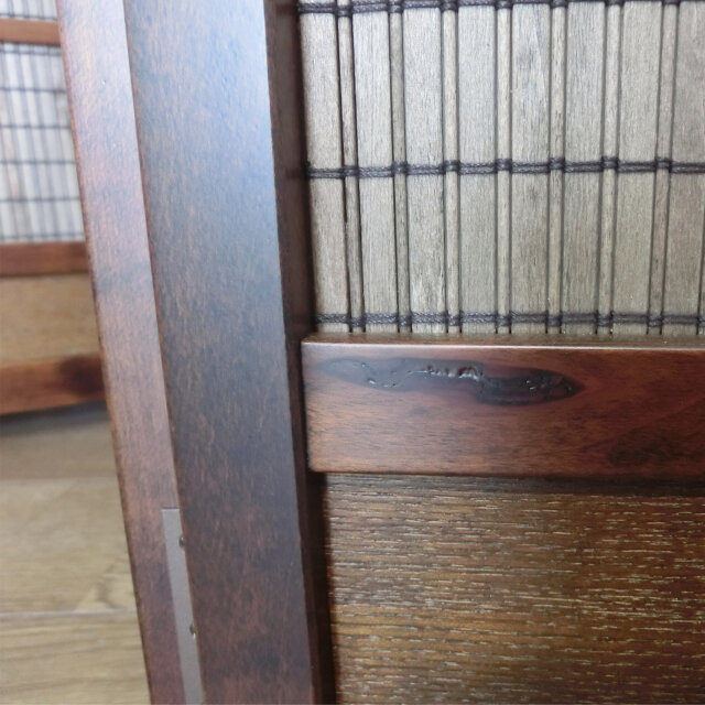 簾屏風 訳あり 4連 ダークブラウン木簾 衝立 パーテーション | iichi
