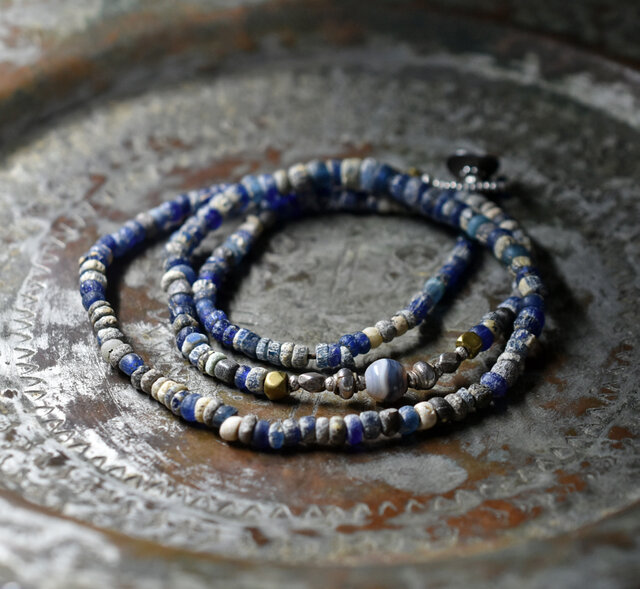 ジュンネ出土ビーズと古代瑪瑙、oldオリッサブラス＆チンシルバーの