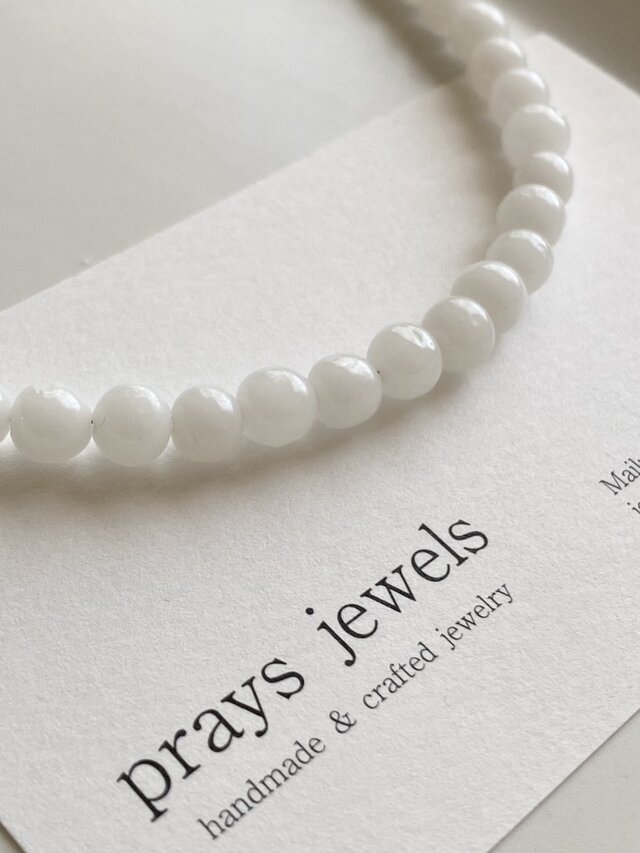 White Opal ホワイトオパールミルクガラスバロック6mm ブレスレット