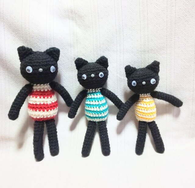あみぐるみ黒猫3個セット | iichi 日々の暮らしを心地よくする