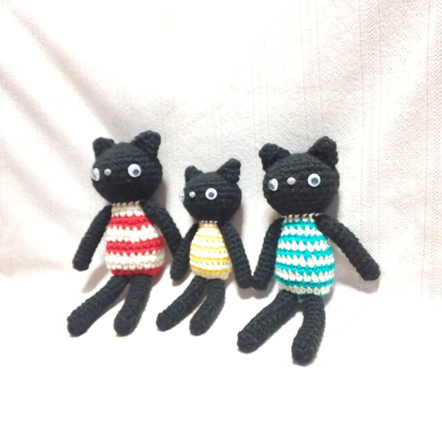 あみぐるみ黒猫3個セット | iichi 日々の暮らしを心地よくする