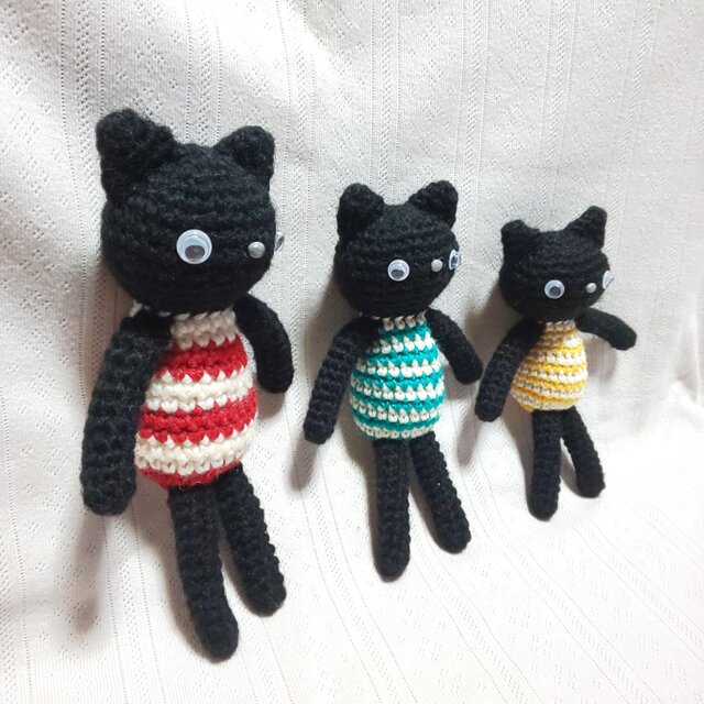 あみぐるみ黒猫3個セット | iichi 日々の暮らしを心地よくする