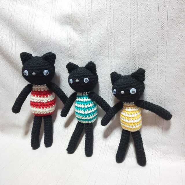 あみぐるみ黒猫3個セット | iichi 日々の暮らしを心地よくする