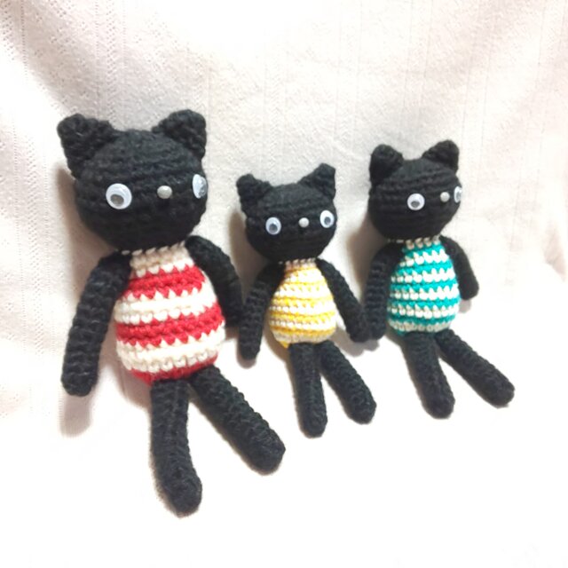 あみぐるみ黒猫3個セット | iichi 日々の暮らしを心地よくする