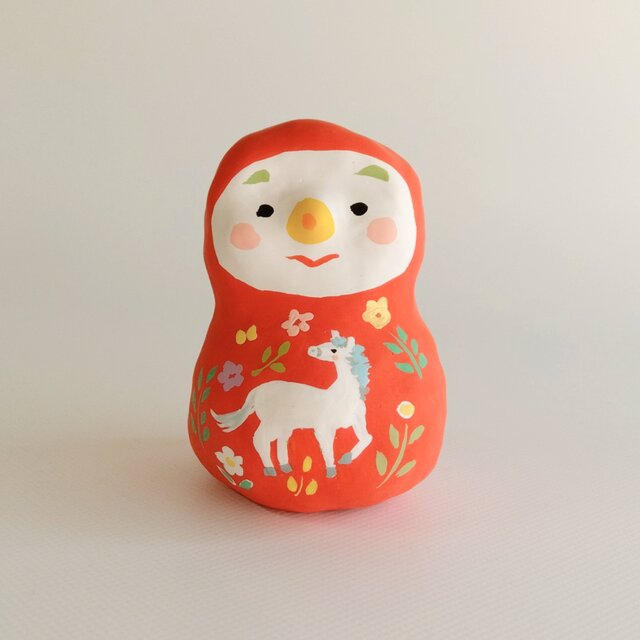 張り子　干支「午」だるま大（あ）