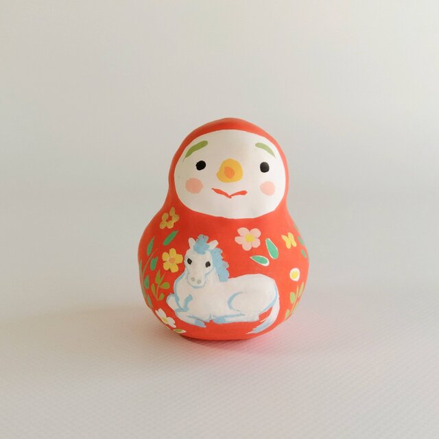 張り子　干支「午」だるま中 （き）