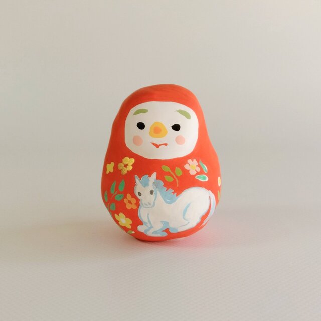 張り子　干支「午」だるま中 （く）