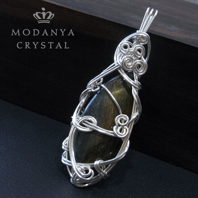 タイガーアイワイヤーペンダントトップ1476