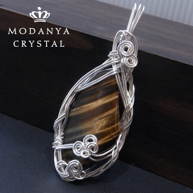 タイガーアイワイヤーペンダントトップ1477