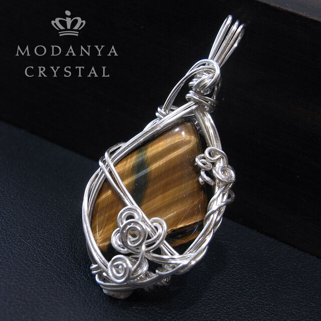 タイガーアイワイヤーペンダントトップ1480