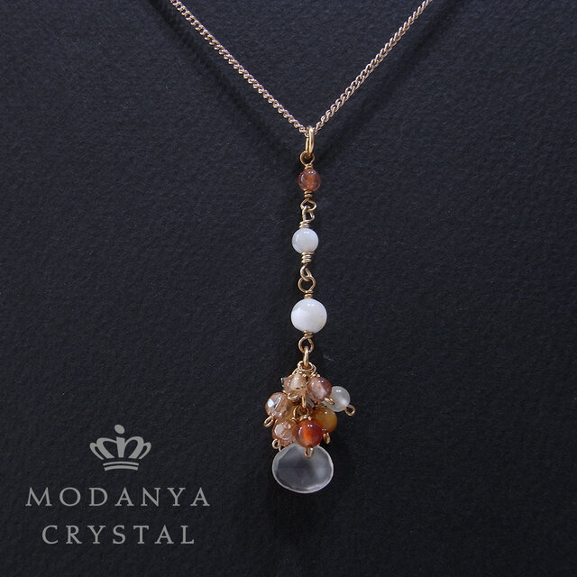 ムーンストーン+サンストーンのネックレス0246