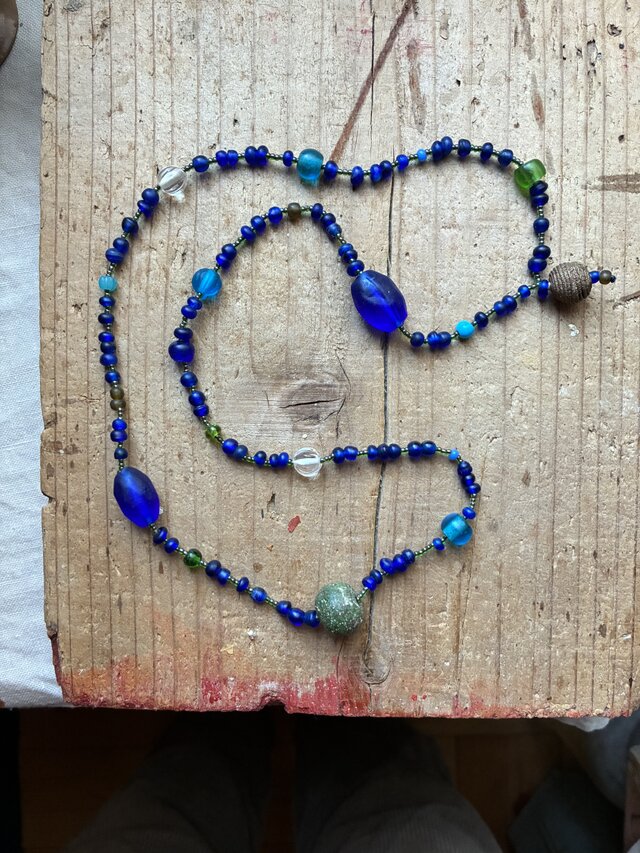 ＊古のフリーダムなネックレスロング@アジアのビーズ＋フランスデッドストックビーズ＋ドゴンビーズ