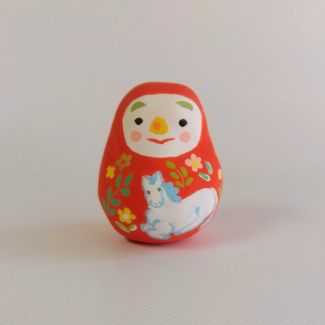 張り子　干支「午」だるま中 （け）