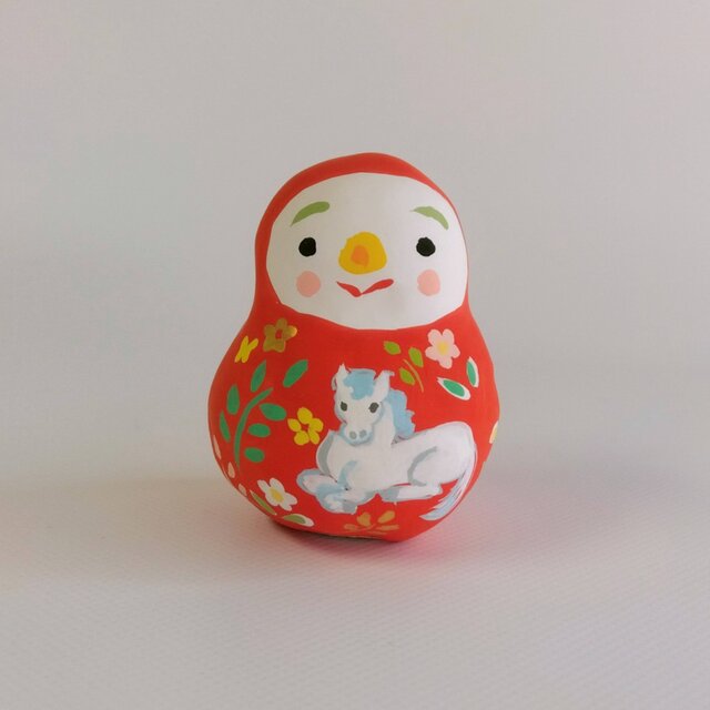 張り子　干支「午」だるま中 （こ）