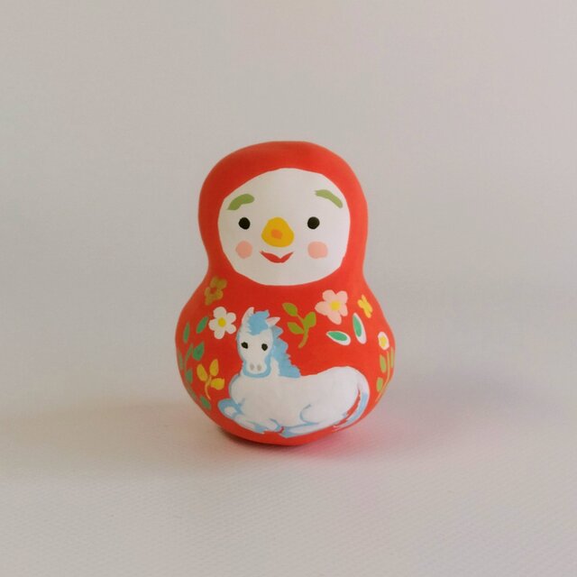 張り子　干支「午」だるま中 （さ）