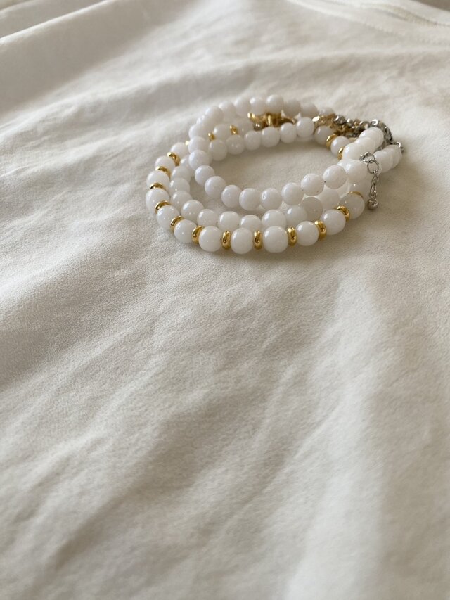 White Opal ホワイトオパールミルクガラスバロック6mmロンデル