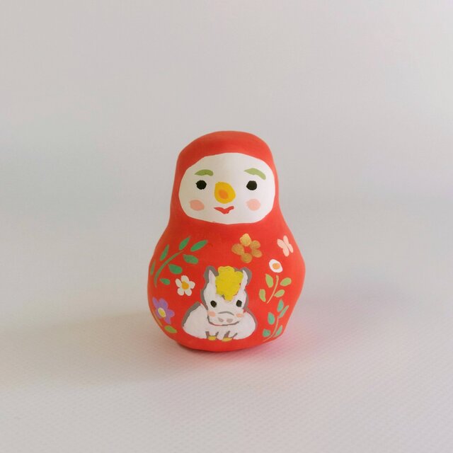 張り子　干支「午」だるま小　(つ)