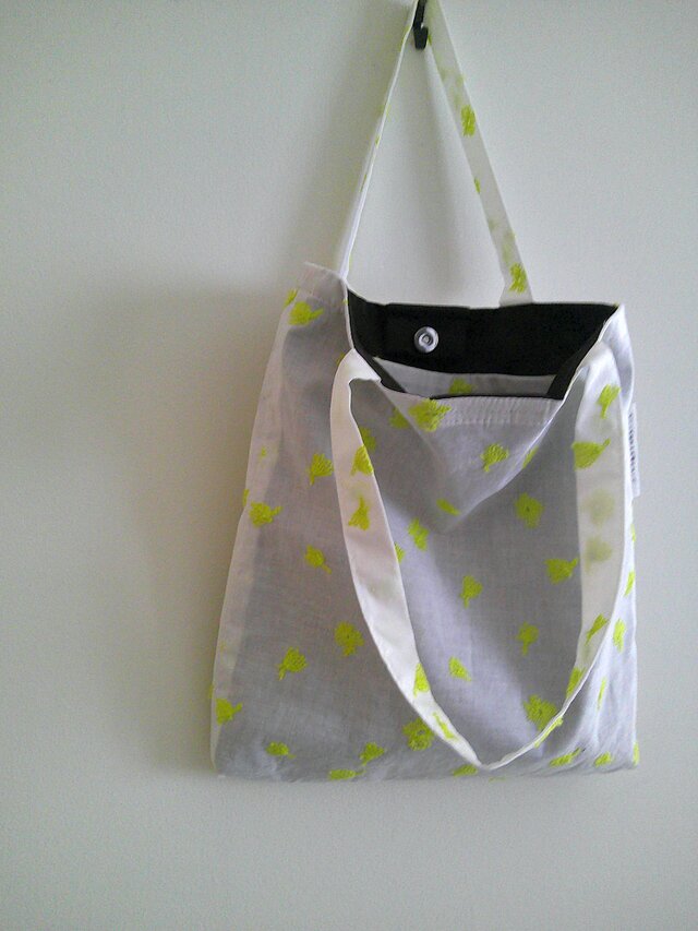 花刺繍×cotton 小ぶりのTote＆Pouch