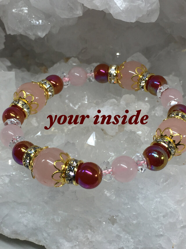 カーネリアンオーラ ローズクォーツ 天然石ブレスレット | iichi 日々