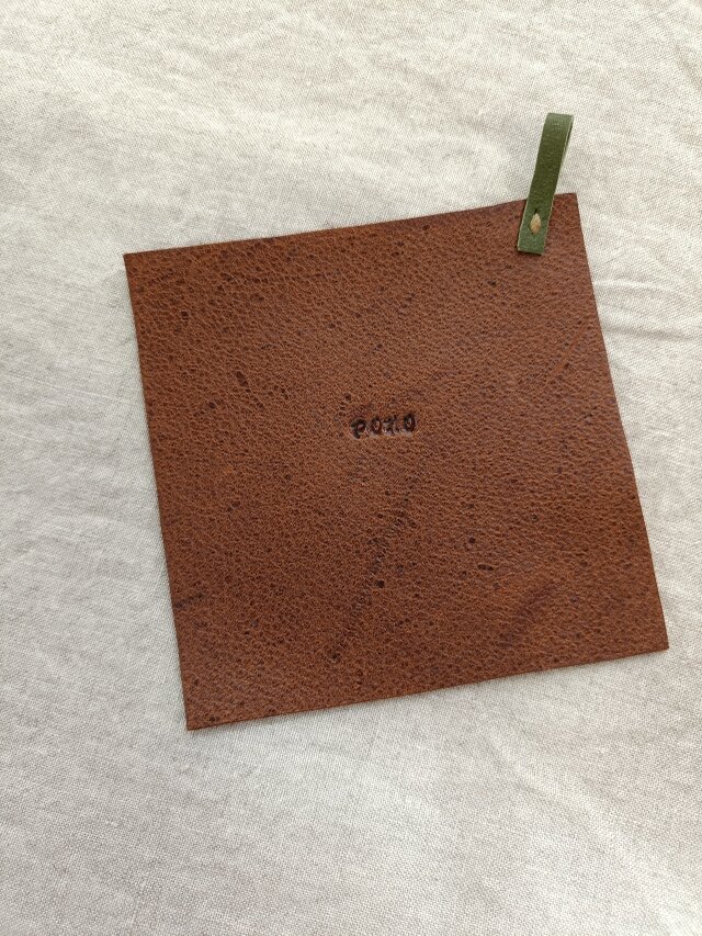 レザーコースター　ダークブラウン　kudu leather