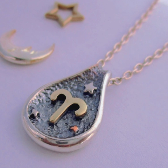 【お守りジュエリー】12星座☆ネックレス【スターリングシルバー製/K18YG/ぽってりシルエット】