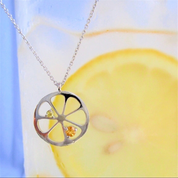 【純喫茶】シュワっと!レモネード•ネックレス【スターリングシルバー製/CZダイヤ/フルーツモチーフ】