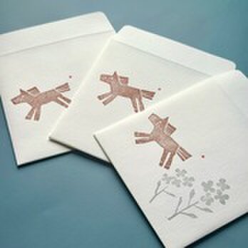 手刷りポチ袋「春を駈ける馬」