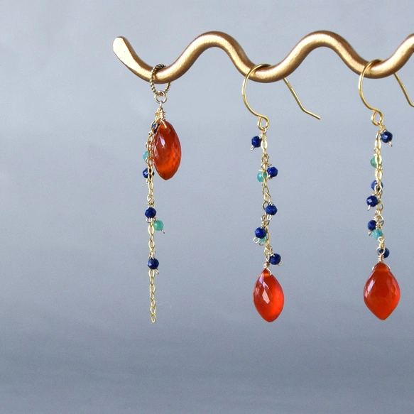 クリスマスコレクション カーネリアン＆ラピスラズリ ピアス