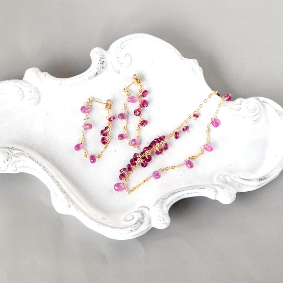 クリスマスコレクション 　ピンクサファイアxピンクトルマリン　14kgf