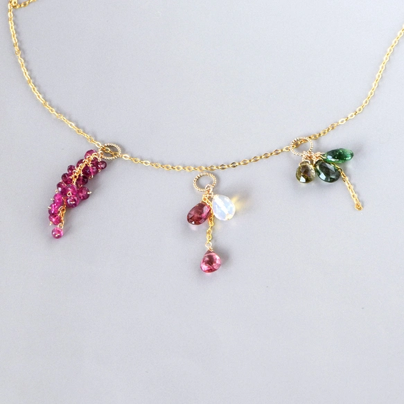 [クリスマスコレクション] マルチカラートルマリン 3チャーム 14kgf —