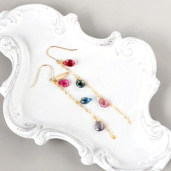 トルマリン・レインボーロングピアス 14kgf | iichi 日々の暮らしを