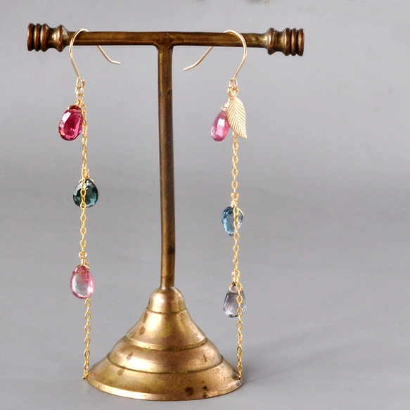 トルマリン・レインボーロングピアス 14kgf | iichi 日々の暮らしを