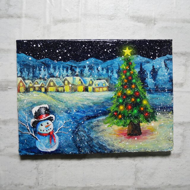 油絵 【ホワイト・クリスマス・キャロル】 | iichi 日々の暮らしを心地よくするハンドメイドやアンティークのマーケットプレイス