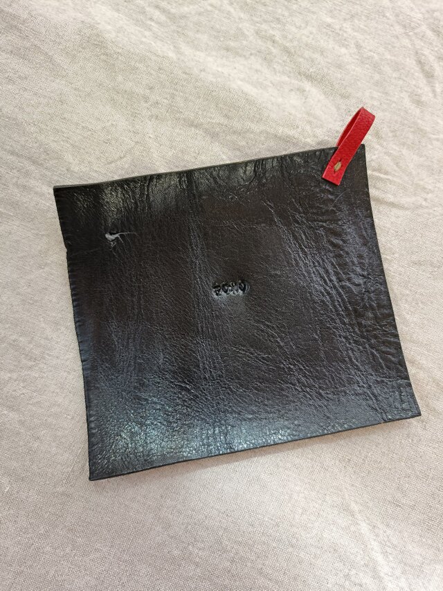 レザーコースター　黒　オイルワックスレザー