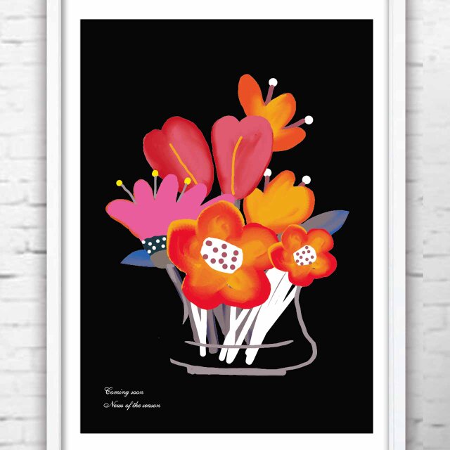 咲く咲く　花　送料無料 　イラスト　A4〜A0　ポスター　アートポスター　アート/sei検索新着順　1036