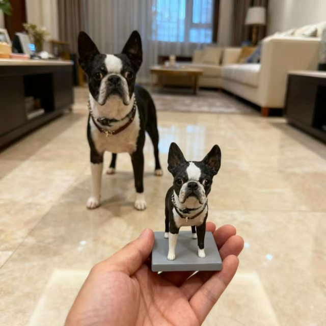 ペット 似顔絵 人形 オーダーメイド、 ペットの写真で フィギュア プレゼント、犬 愛犬 肖像画、うちの子 置物、ドール