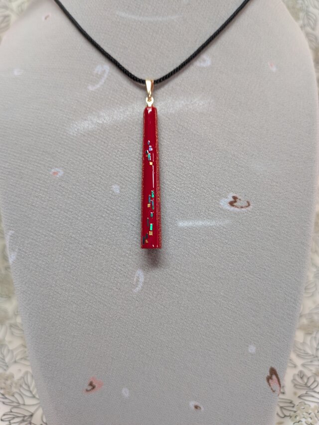 輪島塗　プチペンダント　赤　滝