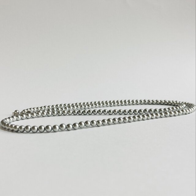 貝ベビーパールマチネーネックレス/約4mm約76cm/シルバーグレー/R/made in japan