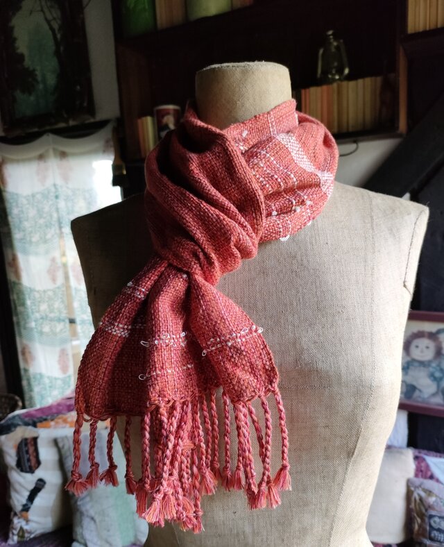 残糸利用　綿マフラー　送料無料　[糸と糸]