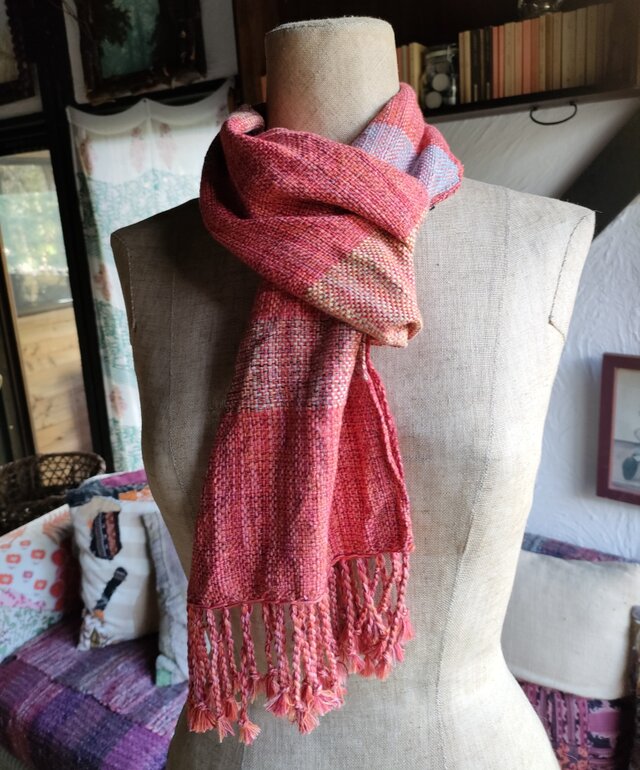 残糸利用　綿マフラー　送料無料　[糸と糸]