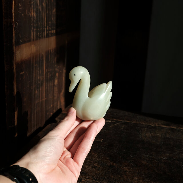 天然石の白鳥◇天然石のオブジェ オニキス ビンテージ インテリア