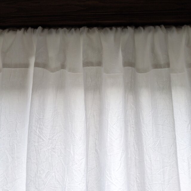ホワイトコットン♪レース付きラッフル両開きカーテンリボンクリップ