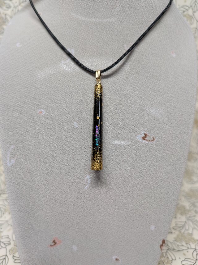 輪島塗　プチペンダント　黒　夜空2