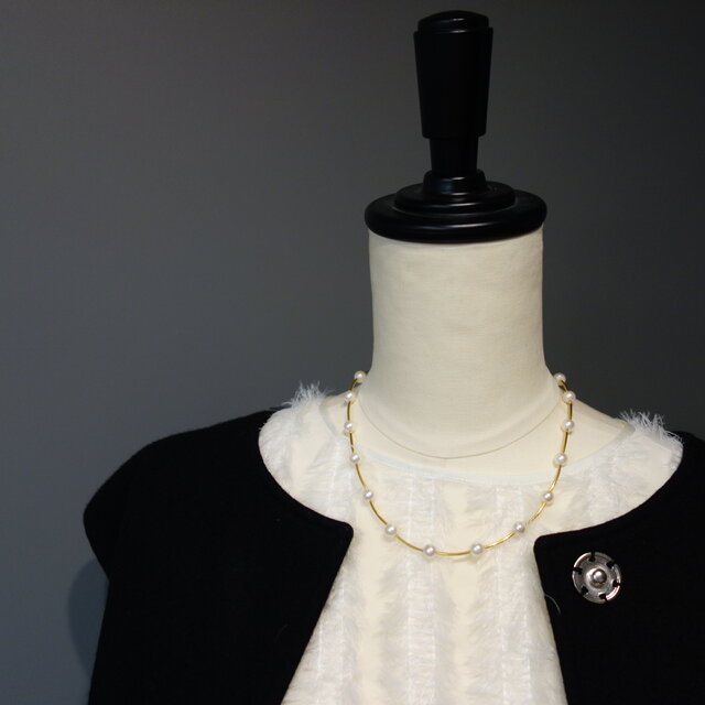 14kgf あこや真珠 ステーションネックレス